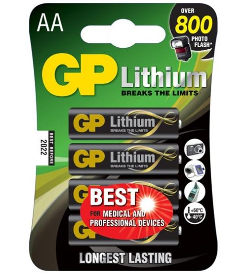GP Batteries GPPCL15F005 GP Lithium AA Batteries Carded 4